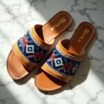 Flux Dev Topdown flat lay of handbeaded Nigerian leather slide 3