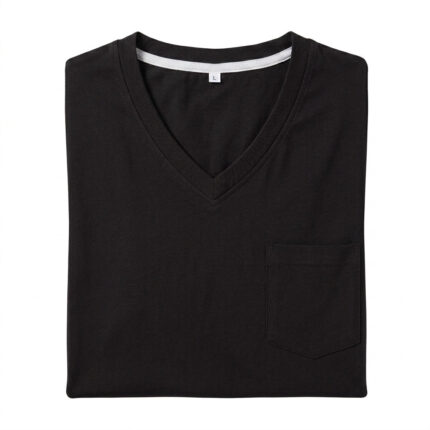 Men’s black V-Neck T-Shirt with Chest Pocket
