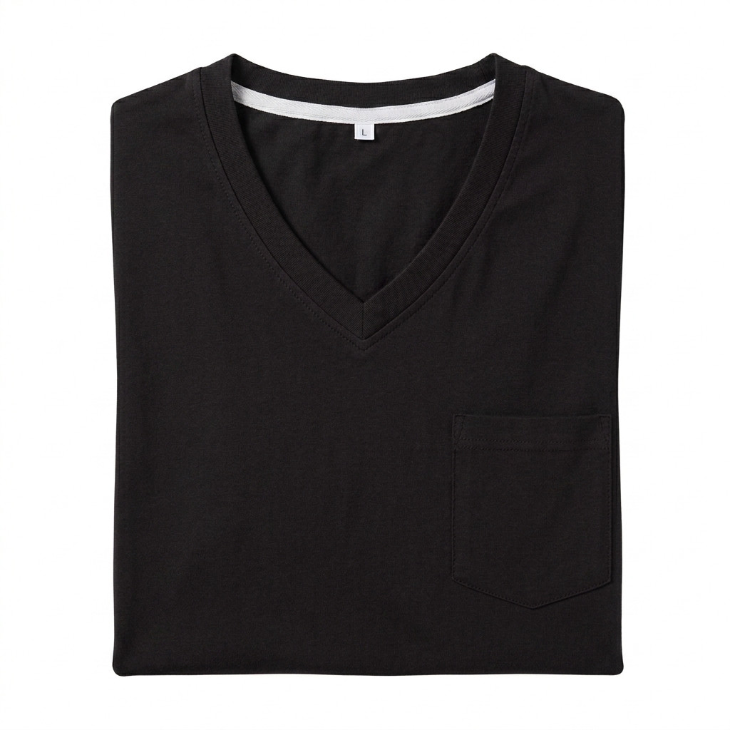Men’s Black V-Neck T-Shirt With Chest Pocket Men’s black V-Neck T-Shirt with Chest Pocket