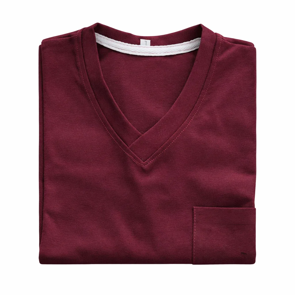 Men wine V Neck T Shirt With Pocket Nigeria 2026