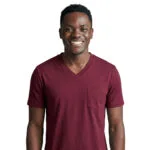 Mens-Wine-V-Neck-T-Shirt-with-Chest-Pocket-front-view