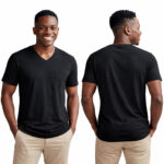 Men’s black V-Neck T-Shirt with Chest Pocket