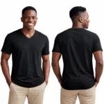 Men’s black V-Neck T-Shirt with Chest Pocket