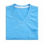 Men’s Sky-blue V-Neck T-Shirt with Chest Pocket