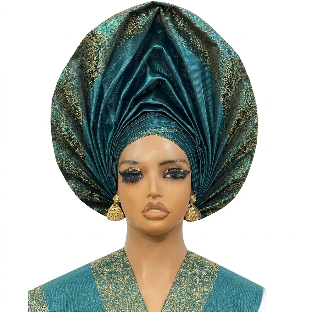 Asha Jacob Yunik Gele with Shoulder Ipele | Luxury M. Hayes Owambe Gele