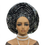 Asika Metallic Gele | Luxury Metallic Leather Gele for Owambe & Yoruba Weddings