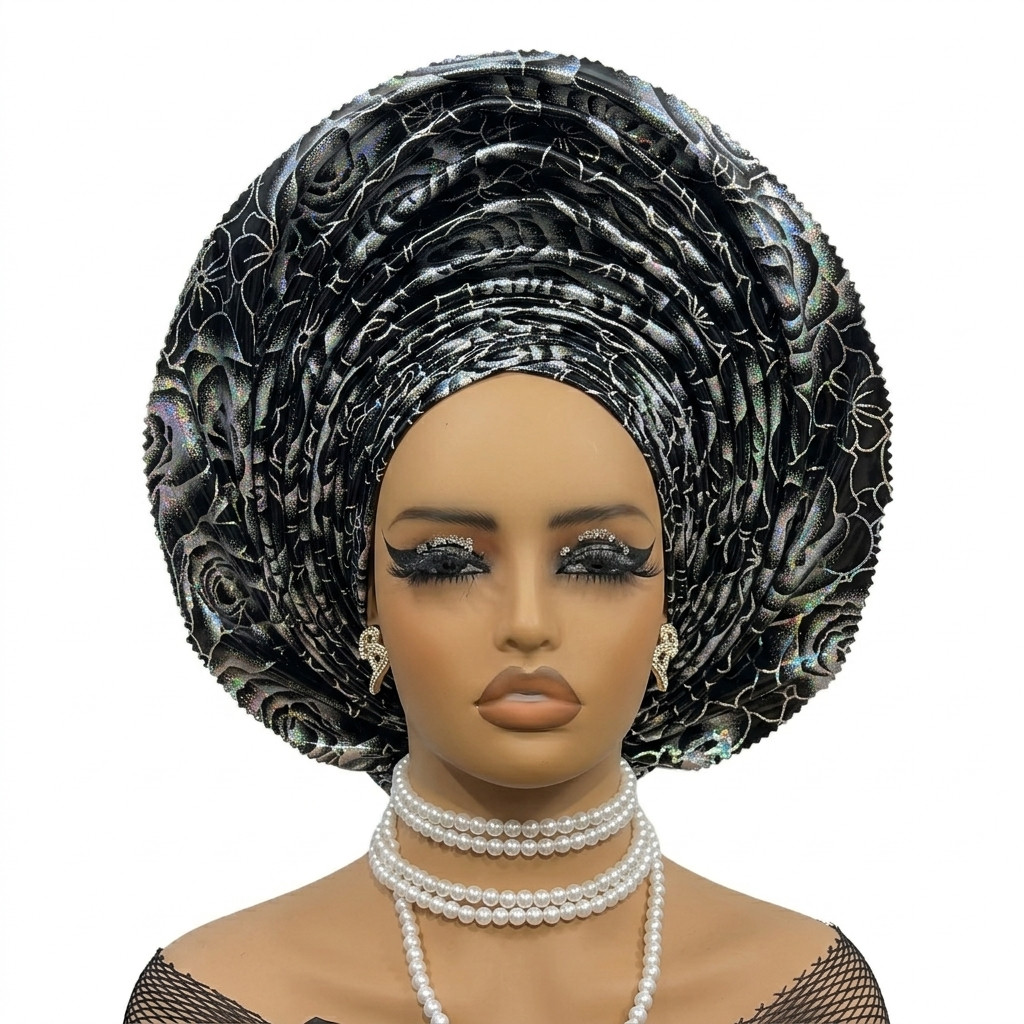 Asika Metallic Gele | Luxury Metallic Leather Gele for Owambe & Yoruba Weddings