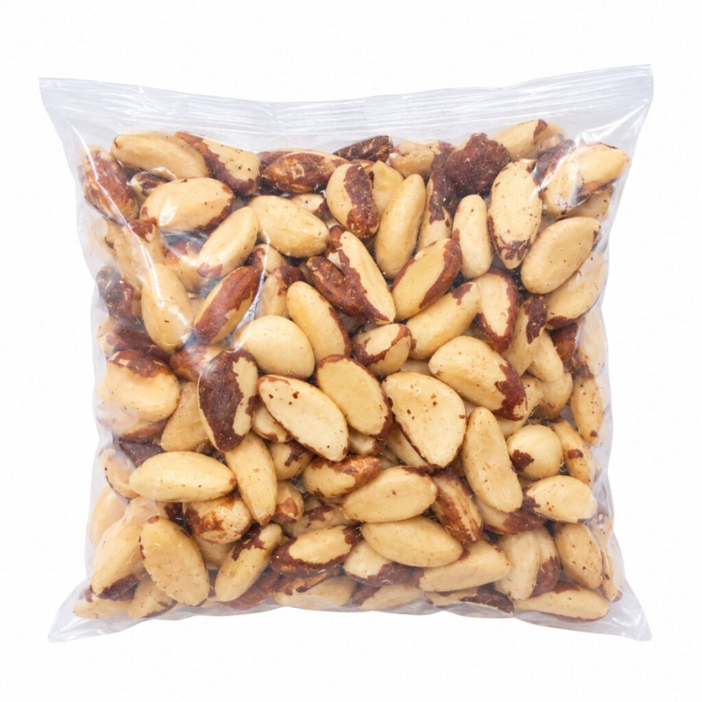 Premium Brazil nuts packaged for sale, nutrient-rich tree nuts naturally high in selenium, healthy fats, protein and essential minerals.