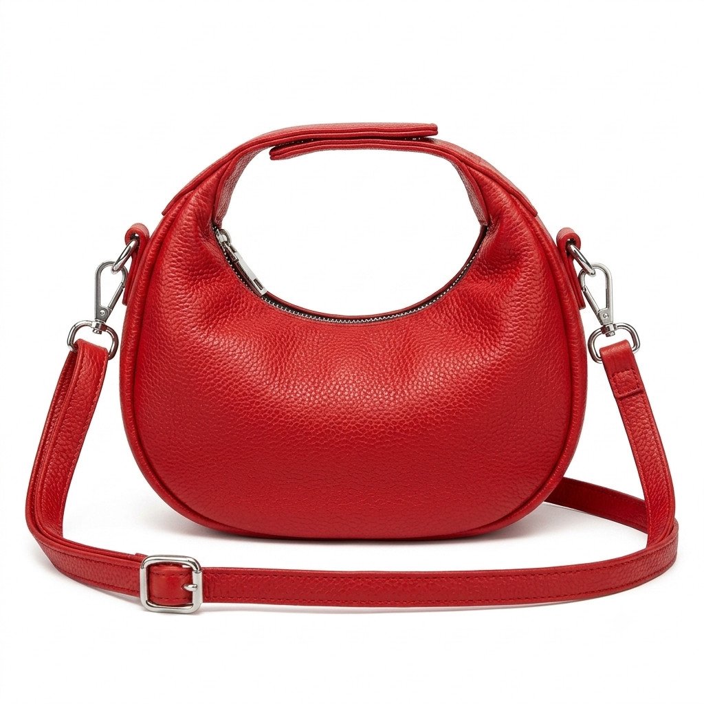 Red leather crossbody bag: Red mini shoulder bag
